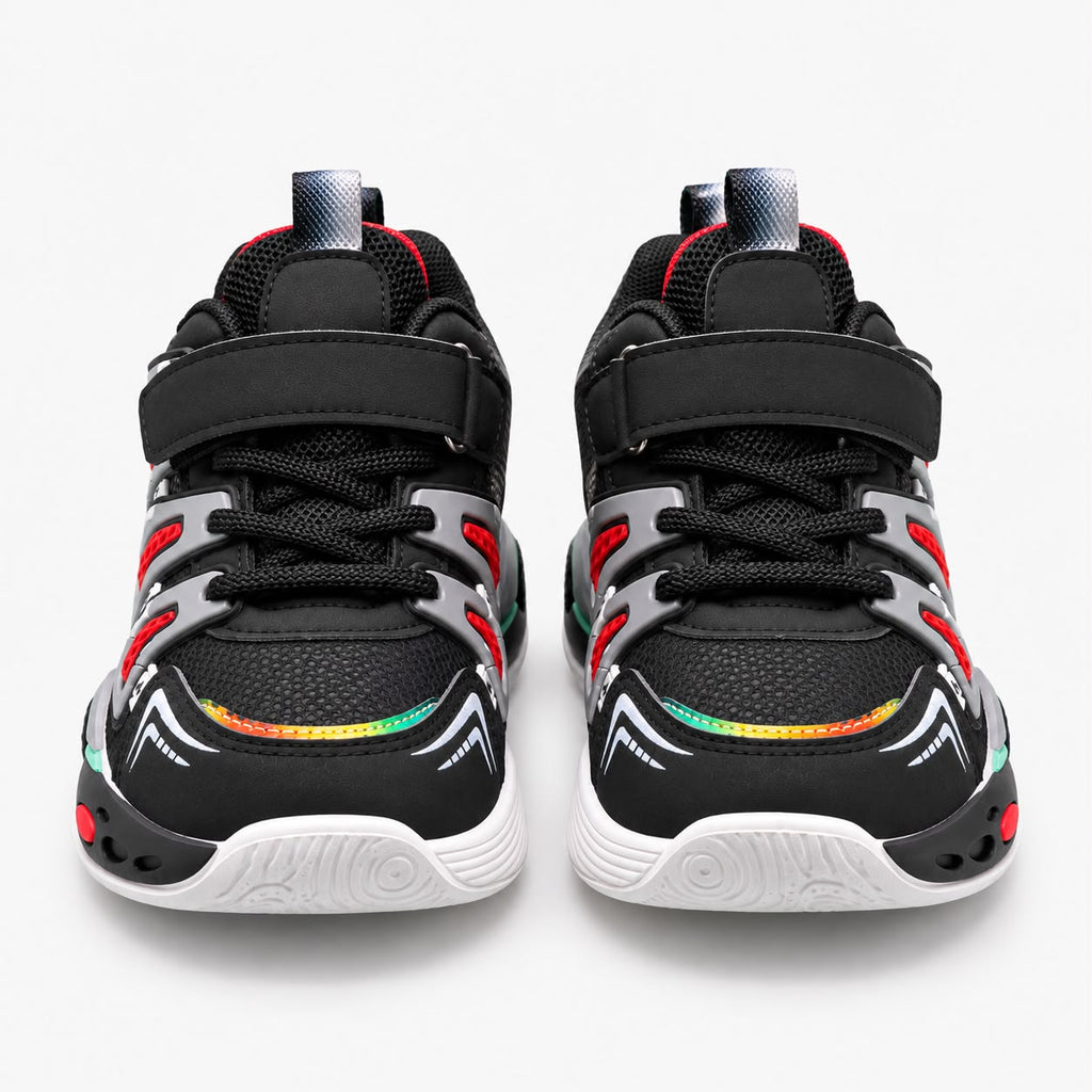 Kids Sneakers – Premium Black & Red Performance Shoes with Luxury Comfort & Signature Sport Design