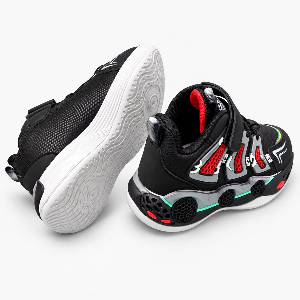 Kids Sneakers – Premium Black & Red Performance Shoes with Luxury Comfort & Signature Sport Design