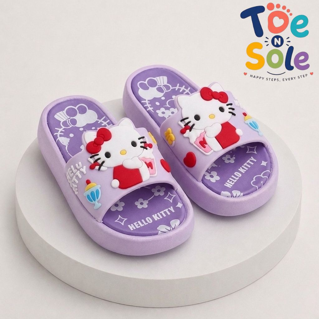 Kids Hello Kitty Cartoon Slides – Soft Comfort Summer Slippers for Girls