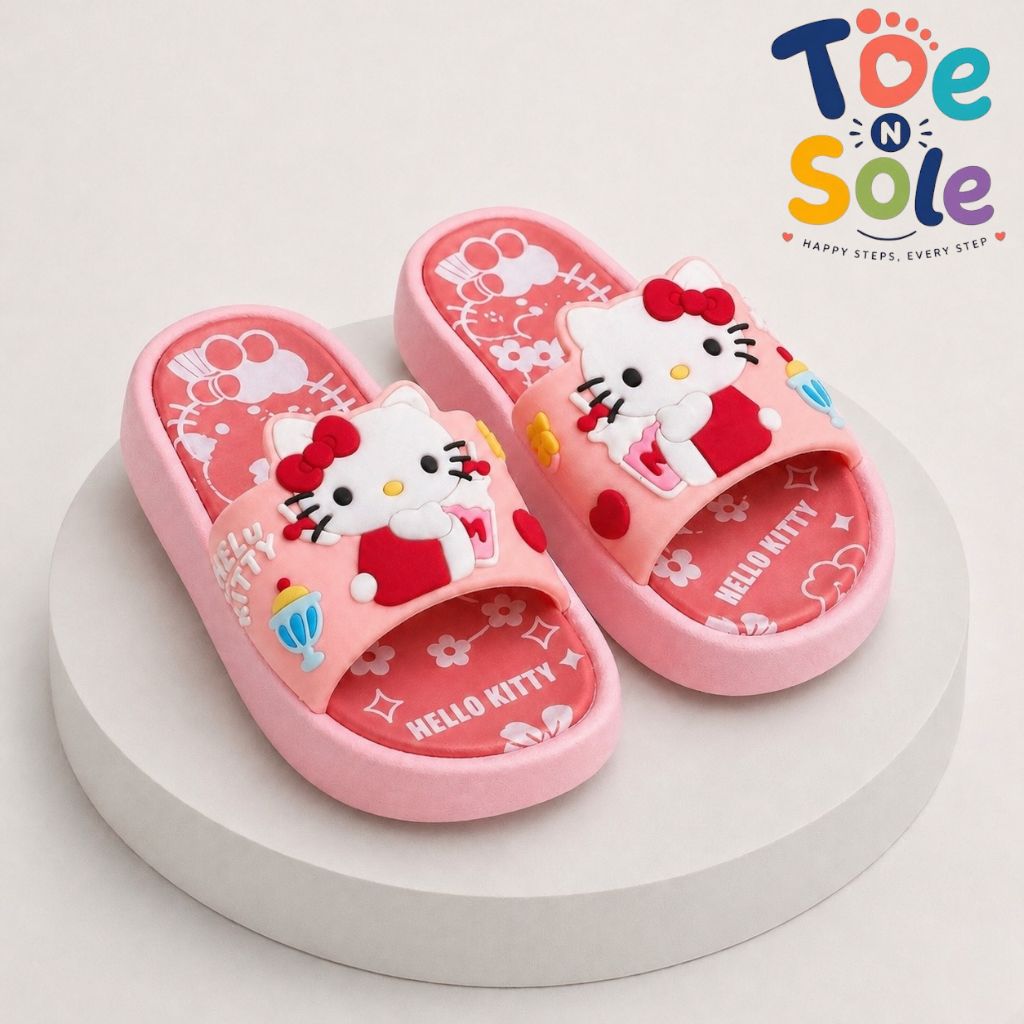 Kids Hello Kitty Cartoon Slides – Soft Comfort Summer Slippers for Girls