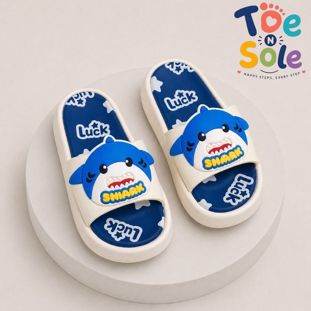 Kids Shark Cartoon Slides – Soft Comfort Summer Slippers for Boys & Girls