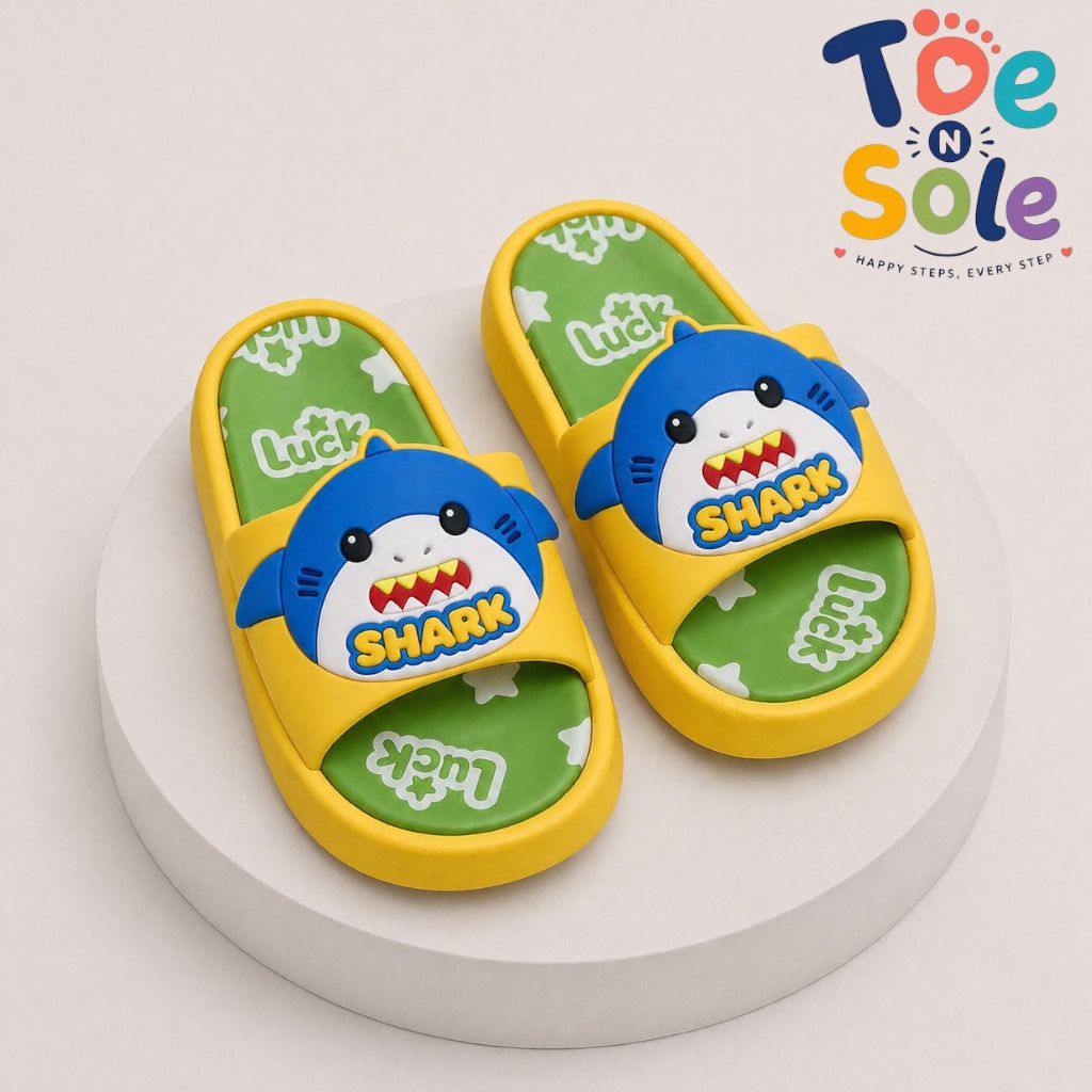 Kids Shark Cartoon Slides – Soft Comfort Summer Slippers for Boys & Girls
