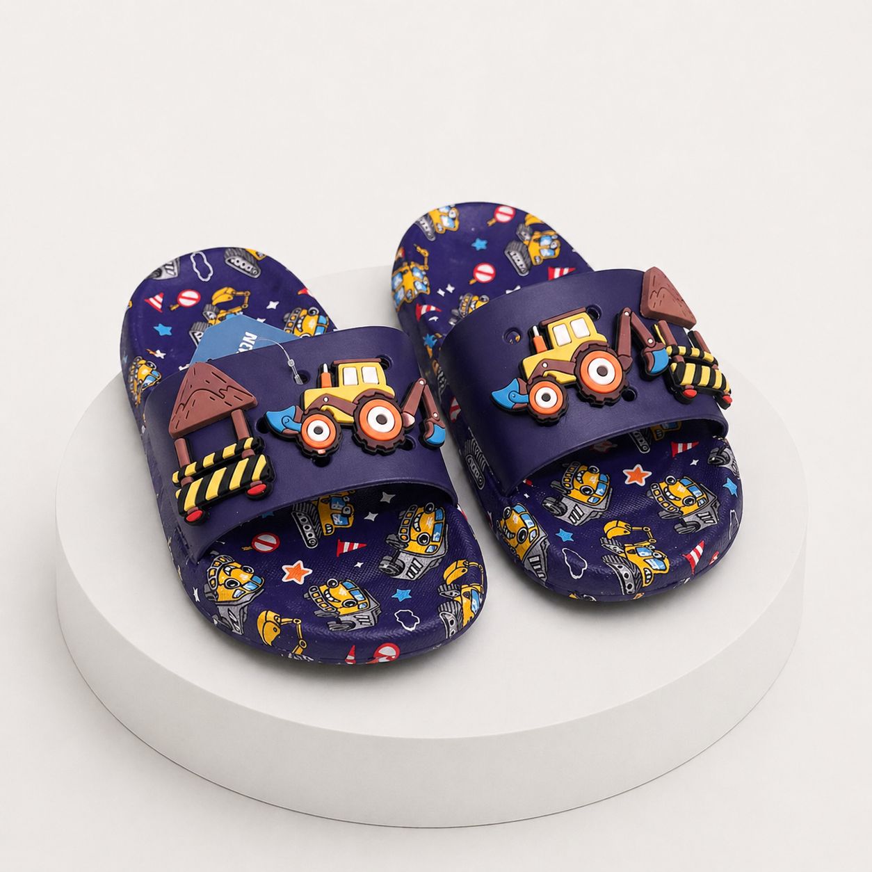 Kids Construction Vehicle Cartoon Slides – Soft Comfort Summer Slippers for Boys
