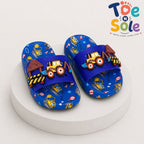 Kids Construction Vehicle Cartoon Slides – Soft Comfort Summer Slippers for Boys