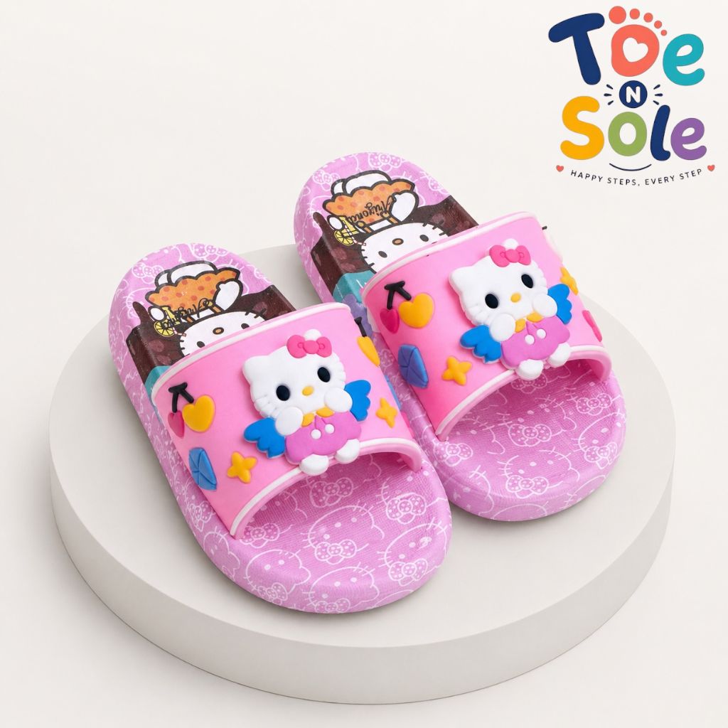 Kids Hello Kitty Cartoon Slides – Soft Comfort Summer Slippers for Girls