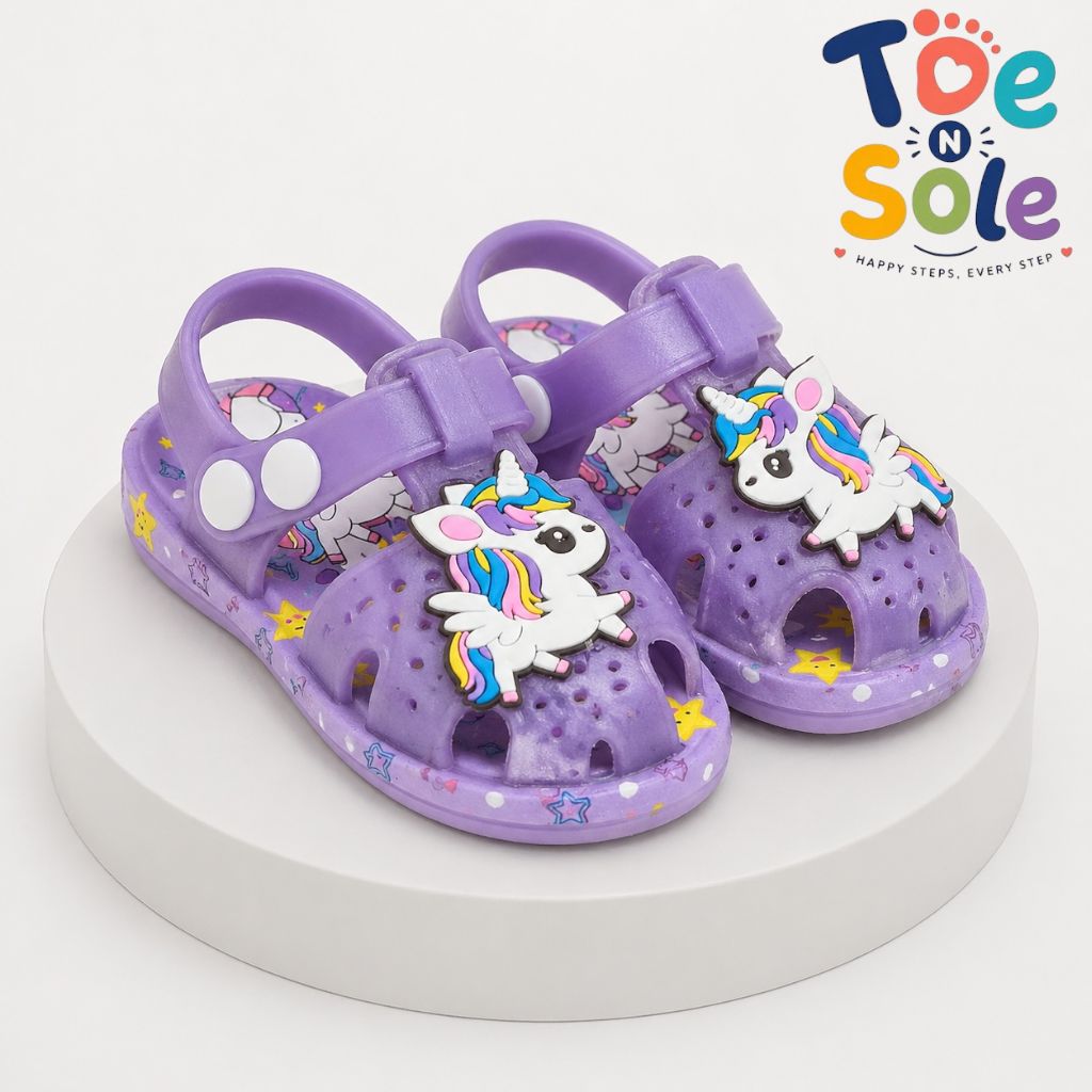 Kids Purple Unicorn Sandals – Cute Girls Summer Casual Shoes