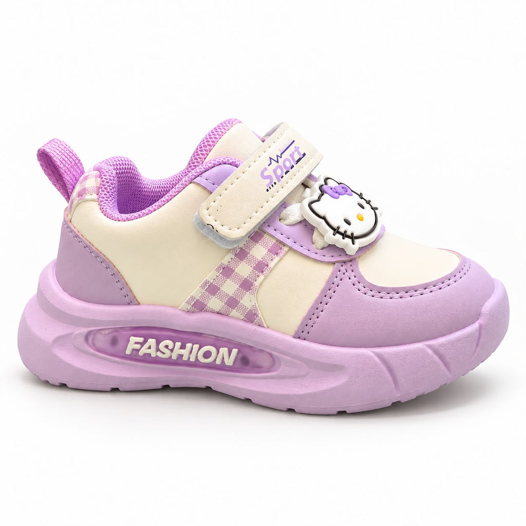 Royal Blossom Tricolor Girls’ Casual Sneakers – Maroon, Pink & Purple