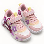 Girls Kids Casual Sports Sneakers – Pink & White Lightweight Fashion Sneakers with Adjustable Strap, Cute Cartoon Star Design, Comfortable Everyday Walking & Play Shoes