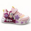 Girls Kids Casual Sports Sneakers – Pink & White Lightweight Fashion Sneakers with Adjustable Strap, Cute Cartoon Star Design, Comfortable Everyday Walking & Play Shoes