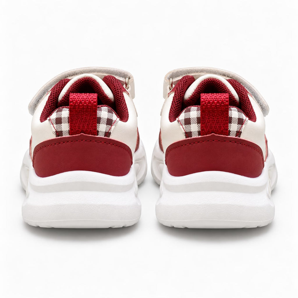 Royal Blossom Tricolor Girls’ Casual Sneakers – Maroon, Pink & Purple