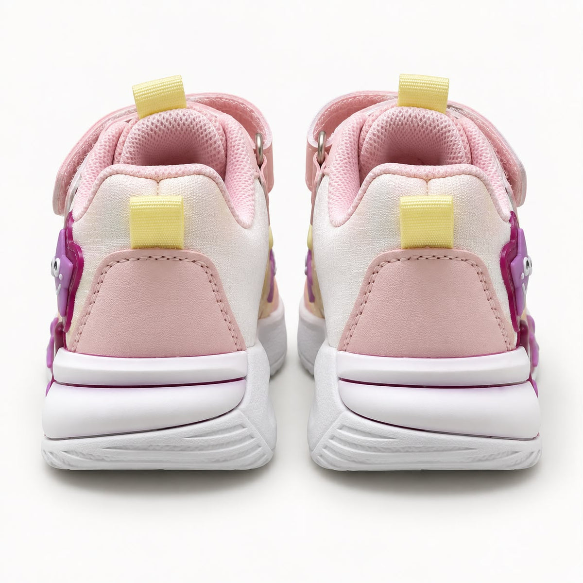 Girls Kids Casual Sports Sneakers – Pink & White Lightweight Fashion Sneakers with Adjustable Strap, Cute Cartoon Star Design, Comfortable Everyday Walking & Play Shoes