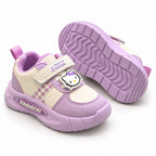 Royal Blossom Tricolor Girls’ Casual Sneakers – Maroon, Pink & Purple