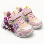 Girls Kids Casual Sports Sneakers – Pink & White Lightweight Fashion Sneakers with Adjustable Strap, Cute Cartoon Star Design, Comfortable Everyday Walking & Play Shoes