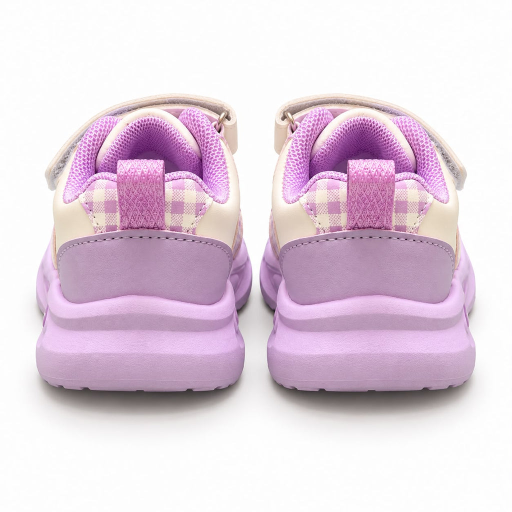 Royal Blossom Tricolor Girls’ Casual Sneakers – Maroon, Pink & Purple