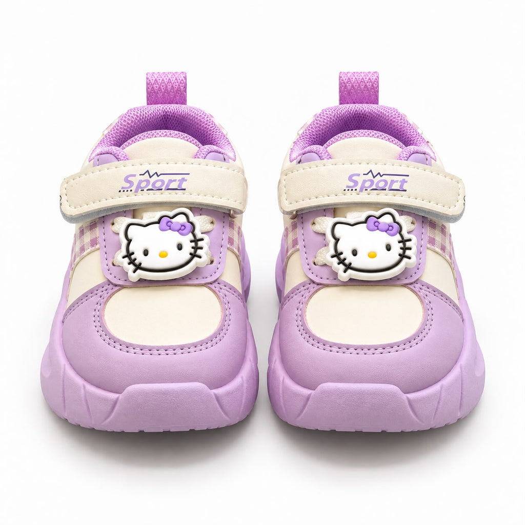 Royal Blossom Tricolor Girls’ Casual Sneakers – Maroon, Pink & Purple