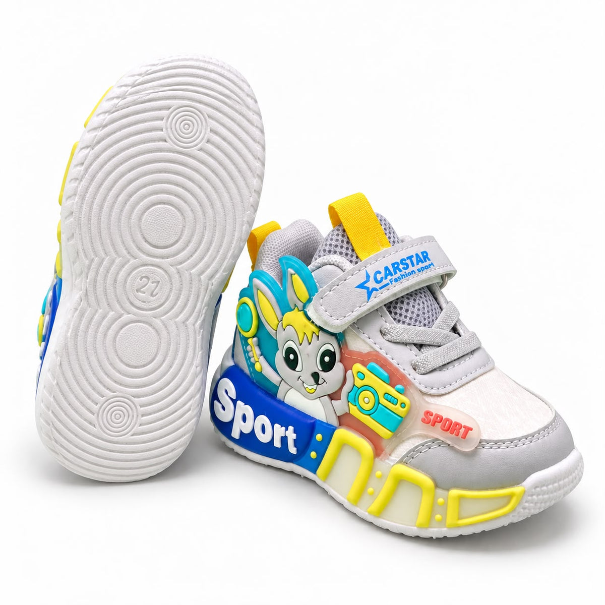 Premium Kids Sporty Comfort Sneakers – Cartoon Character Design with Adjustable Strap & Cushioned Sole
