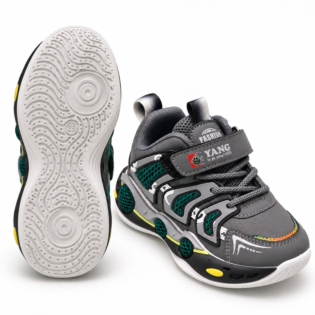 Kids Sneakers – Premium Black & Red Performance Shoes with Luxury Comfort & Signature Sport Design