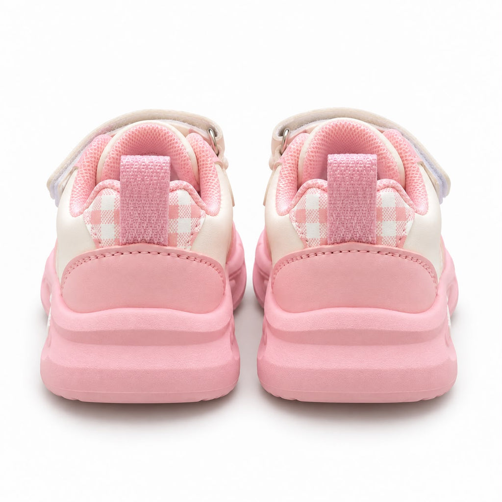 Royal Blossom Tricolor Girls’ Casual Sneakers – Maroon, Pink & Purple