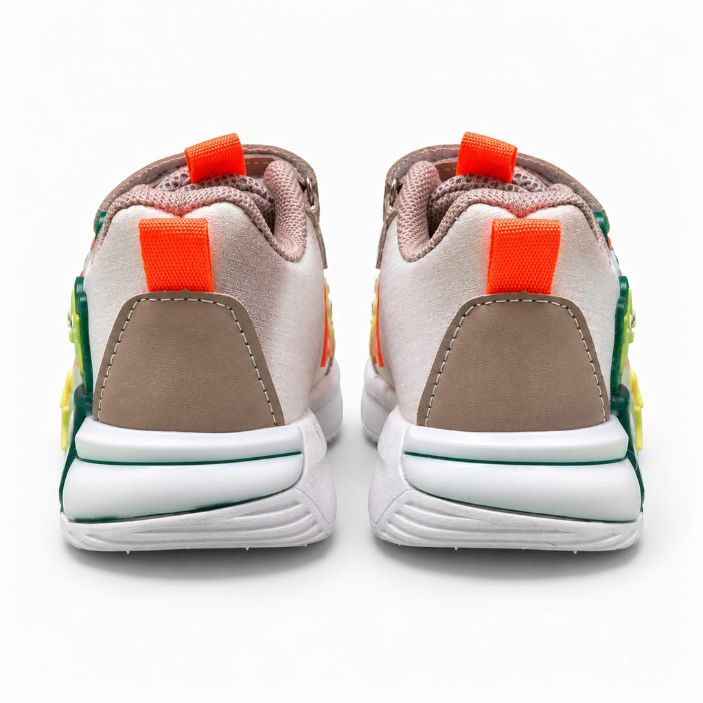 Kids Casual Sports Sneakers – beige and green Lightweight Fashion Sneakers with Adjustable Strap, Cute Cartoon Star Design, Comfortable Everyday Walking & Play Shoes