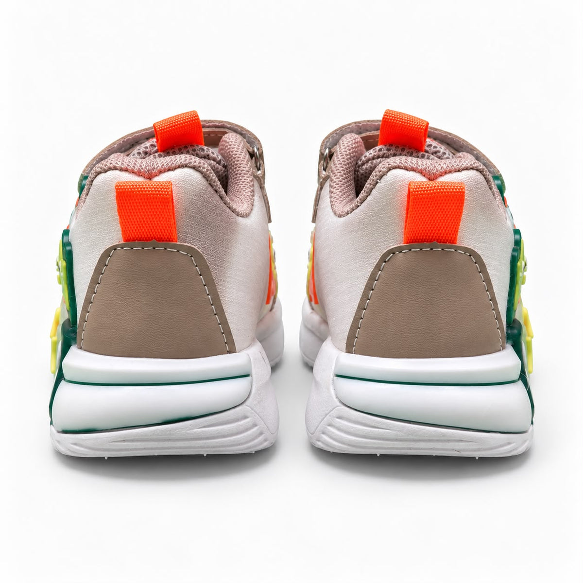 Kids Casual Sports Sneakers – beige and green Lightweight Fashion Sneakers with Adjustable Strap, Cute Cartoon Star Design, Comfortable Everyday Walking & Play Shoes